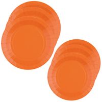 Santex Feest borden set - 40x stuks - oranje - 17 cm en 22 cm - Feestbordjes