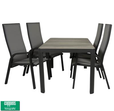 Qopps tuintafel Queens 161 met 4 tuinstoelen Victory