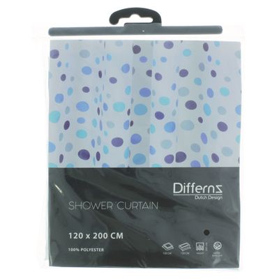 Douchegordijn Differnz Circles Polyester 120x200 cm Blauw Differnz