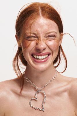 Verzilverde halsketting met hart Zalio - BLACK - U