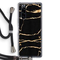 Gouden marmer: Sony Xperia 5 Transparant Hoesje met koord