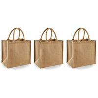 3x Jute boodschappentassen/shoppers 30 x 30 x 19 cm