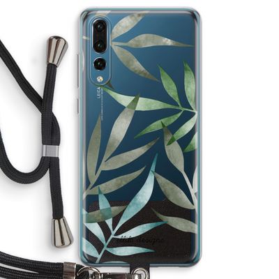 Tropical watercolor leaves: Huawei P20 Pro Transparant Hoesje met koord