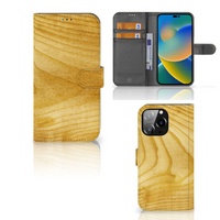 iPhone 14 Pro Max Book Style Case Licht Hout