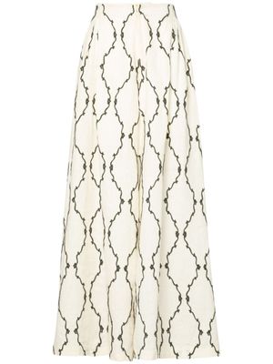 Agua By Agua Bendita pantalon palazzo Marea Calado à broderies - Blanc