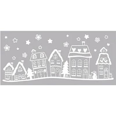 Kerst raamstickers witte huisjes - vel van 23 x 49 cm - raamdecoratie