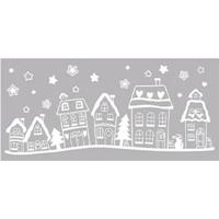 Kerst raamstickers witte huisjes - vel van 23 x 49 cm - raamdecoratie