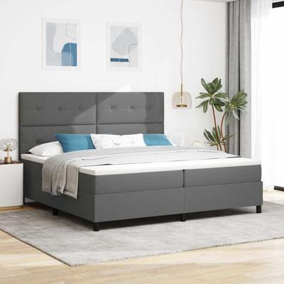 Boxspring bed met matras Donkergrijs 200 x 200 cm Stof