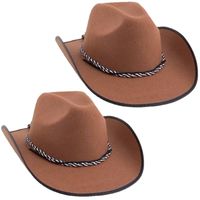 2x stuks bruine carnaval verkleed cowboyhoed met koord