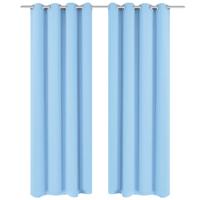 VidaXL Gordijnen met metalen ringen verduisterend 135x175 turquoise 2 st