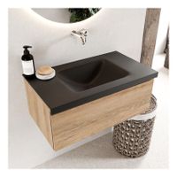 Mondiaz Bukla 80cm badmeubel modulair kleur washed oak 1 lade met wastafel midden zonder kraangat kleur urban