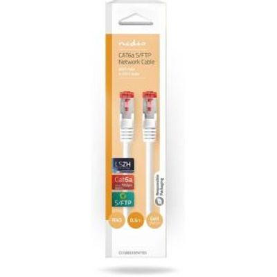 CAT6a-Kabel | S/FTP | RJ45 Male | RJ45 Male | 0.50 m | Snagless | Rond | LSZH | Wit | Doos