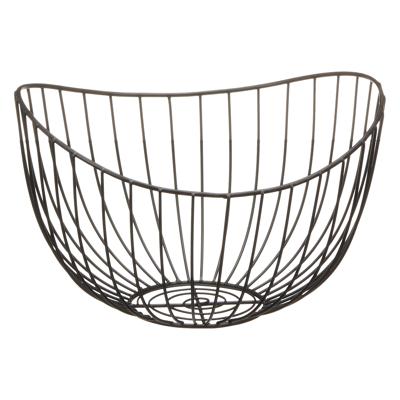 Fruitschaal - metaal - zwart - 26 x 17 x 24 cm - rond - fruitmand