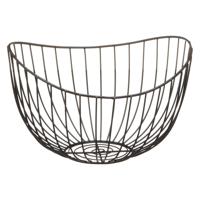 Fruitschaal - metaal - zwart - 26 x 17 x 24 cm - rond - fruitmand