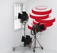 Sticker woning gestapelde filmrollen