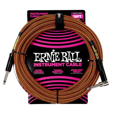 Ernie Ball 6471 Gevlochten Gitaarkabel Pumpkin Pie 5.5 Meter Recht-Haaks