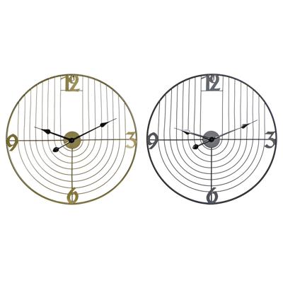 Muurklok DKD Home Decor Zwart Gouden Metaal 60 x 3 x 60 cm Modern (2 Stuks)