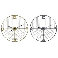 Muurklok DKD Home Decor Zwart Gouden Metaal 60 x 3 x 60 cm Modern (2 Stuks)