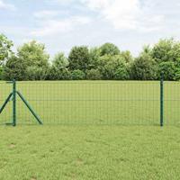 VidaXL Hek met paal groen 0,6 x 25 m staal en pvc