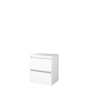 Basic-Line Start 46 badkamermeubelset - 60x46cm - greeploos - 2 lades - wastafelblad - MDF lak Ice White 1813423