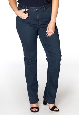 Yoek Jeans met rechte pijp | Donker Blauw | Maat 48