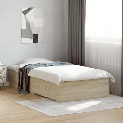 Bedframe met lades bewerkt hout sonoma eikenkleurig 100x200 cm