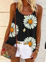 Casual Sleeveless Floral Printed Tank Top - thumbnail