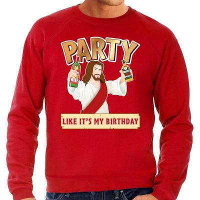 Foute Kersttrui - sweater - Party Jezus - grote maten - rood - voor heren - kerstkleding Foute Kersttrui - sweater - Party Jezus - grote maten - rood - voor heren - kerstkleding