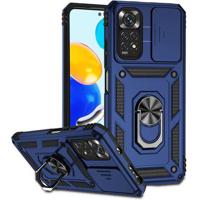 Xiaomi Redmi Note 11/11S Rotary Ring Hybrid Case with Camera Shield - Blue - thumbnail