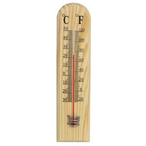 Binnen/buiten thermometer hout 20 x 5 cm   -