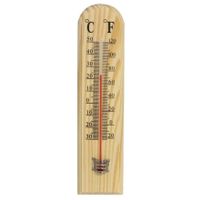 Binnen/buiten thermometer hout 20 x 5 cm   - - thumbnail
