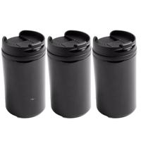 3x Isoleerbekers RVS metallic zwart 300 ml - Thermosbeker