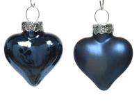Hart glas l2b4.5h4 cm nachtblauw 12st - Decoris