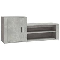 The Living Store Schoenenkast - Betongrijs - 130 x 35 x 54 cm - Hoge kwaliteit - praktische deur