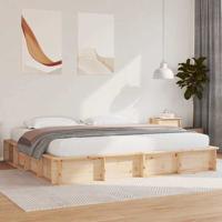 Bedframe met opslag Bruin 200 x 200 cm Grenenhout