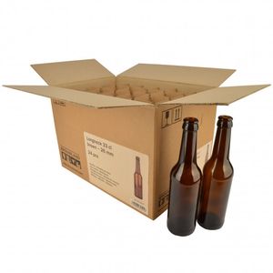 Bierfles Longneck 33 cl, bruin, 26 mm, doos 24 st.