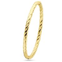 14k Geelgouden Bangle met Gedraaide Buis - Tijdloze Luxe en Elegantie 14k Geelgouden Bangle met Gedraaide Buis - Tijdloze Luxe en Elegantie
