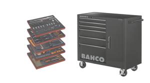 Bahco Gereedschapswagen &apos;classic&apos; C75 40" met 6 lades en opbergkast | zwart | gevuld 187-delig - 1475KXL6CBK-FF6