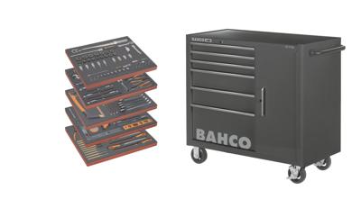 Bahco Gereedschapswagen &apos;classic&apos; C75 40" met 6 lades en opbergkast | zwart | gevuld 187-delig - 1475KXL6CBK-FF6