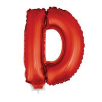 Rode opblaas letter ballon D op stokje 41 cm   -