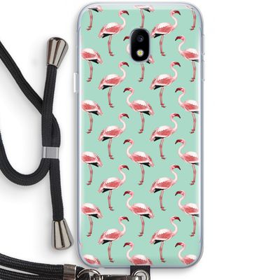 Flamingoprint groen: Samsung Galaxy J3 (2017) Transparant Hoesje met koord