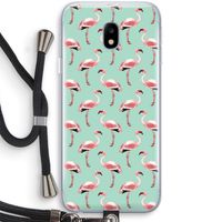 Flamingoprint groen: Samsung Galaxy J3 (2017) Transparant Hoesje met koord