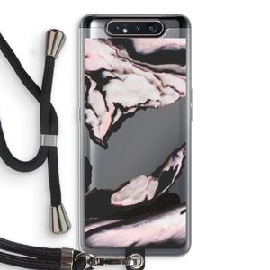 Roze stroom: Samsung Galaxy A80 Transparant Hoesje met koord