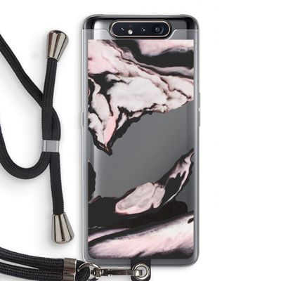 Roze stroom: Samsung Galaxy A80 Transparant Hoesje met koord