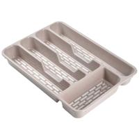 Plasticforte Bestekbak - bestekhouder - 5 vaks - taupe - 33 x 24 x 4 cm - Kunststof