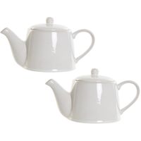 Set van 2x stuks theepotten van wit porselein 1100 ml met handvat