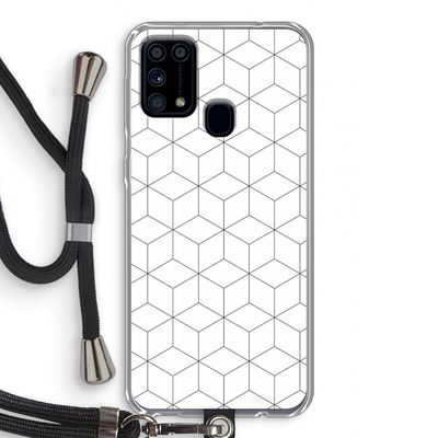 Zwart-witte kubussen: Samsung Galaxy M31 Transparant Hoesje met koord
