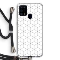 Zwart-witte kubussen: Samsung Galaxy M31 Transparant Hoesje met koord