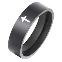 Zwarte stalen mannen ring LGT Jewels met Kruis-23mm