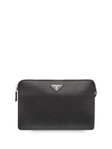 Prada pochette à plaque logo - Noir